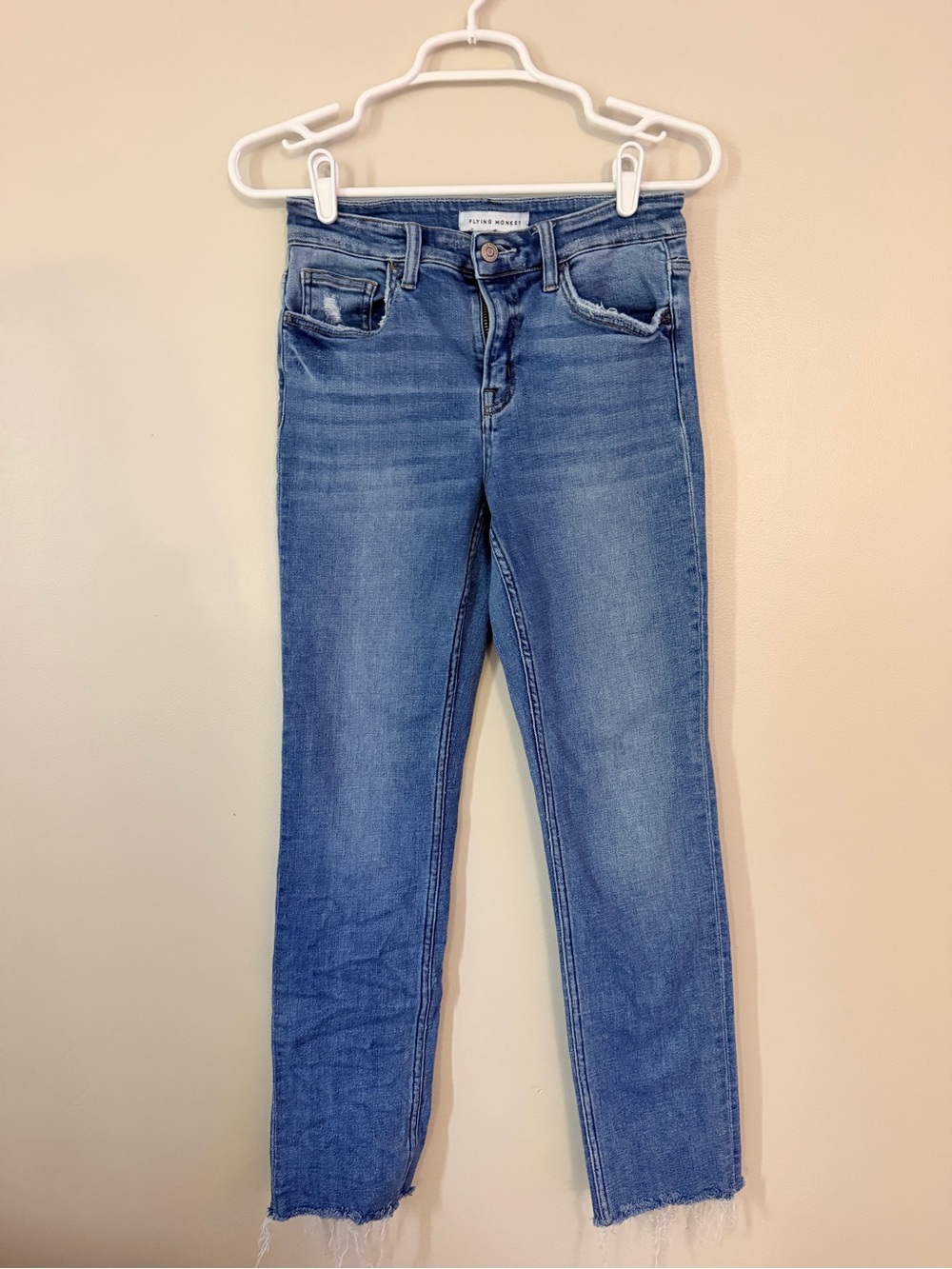 Flying Monkey Ankle Straight Mid Rise Cuffed Hem Jeans